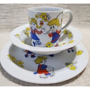 Fitz and Floyd FF Japan Children's 3 Piece Dinnerware Set Plate Bowl Mug